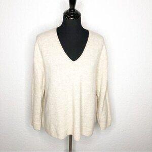 NAADAM cream tan v neck cashmere sweater. size 1X